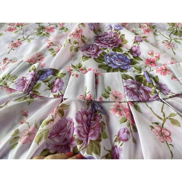 Vintage 60s curtains, bold floral in lilac and purple, pair pleated panels - Picture 7 of 10